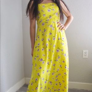 ZARA yellow & purple flowers maxi dress🌿✨